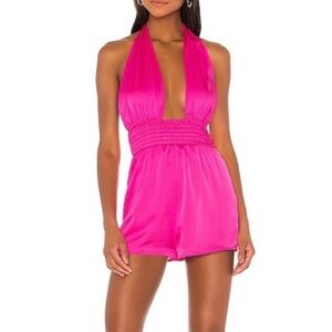REVOLVE (Superdown) Luella Halter Romper in Fuchsia - Size Medium